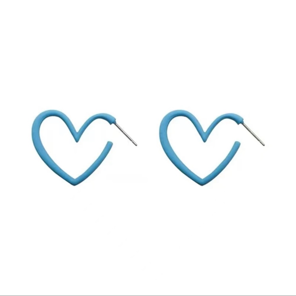 [NEW] LARGE LIGHT BLUE HEART HOOP EARRINGS